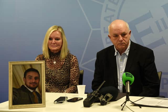 Liam Smith's parents Julia and Phil at a police press conference appealing for information in January