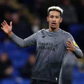 Callum Robinson reacts during a game for Cardiff against QPR