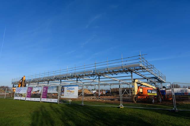 Building work being done on new pavilion and changing facilities at the Blackpool Airport Enterprise Zone sports village. Photo: Kelvin Stuttard