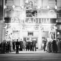 This was the glitzy opening of the movie 'Star of Gigi', starring Leslie Caron at Blackpool's Palladium Cinema in Waterloo Road. Stars of Blackpool summer shows were there and the photo shows crowds waiting outside for a glimpse of them