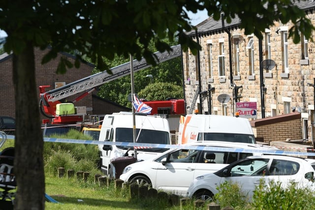 An aerial ladder platform at the house