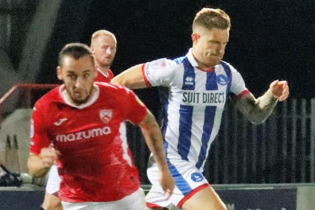 Dylan Connolly repeatedly sought to create a goal for the Shrimps Picture: Ian Lyon