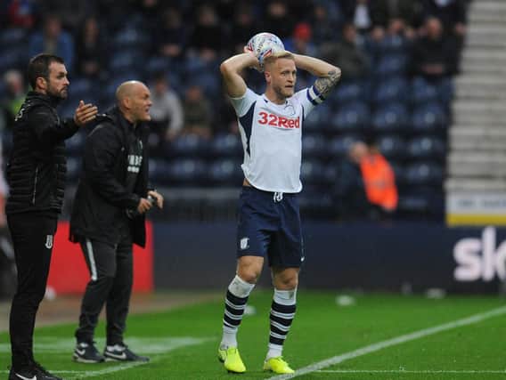 Tom Clarke during Preston's win over Stoke City at Deepdale in August
