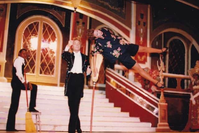 Johnny Hart with one of his trademark tricks