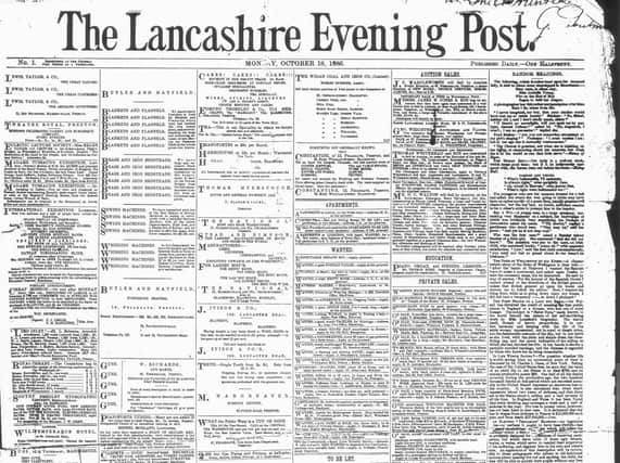First edition of the Lancashire Evening Post published October 18, 1886