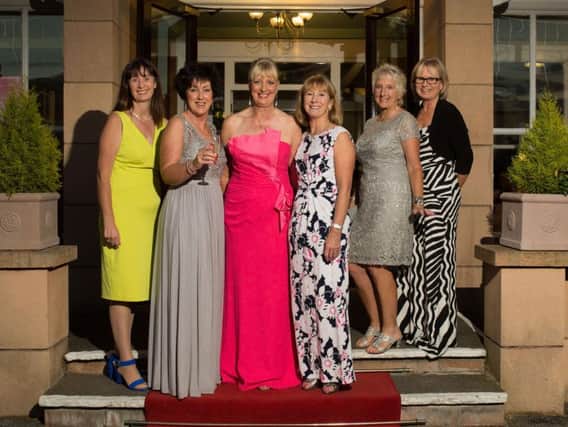 Shaw Hill Golf Club members: Hilary Powell, third from the left, with past lady captains (left to right) Alison Bell, Karen Lea, her successor Lady Captain Elect Alison Davidson, Sue Taylor and Theresa Noblett