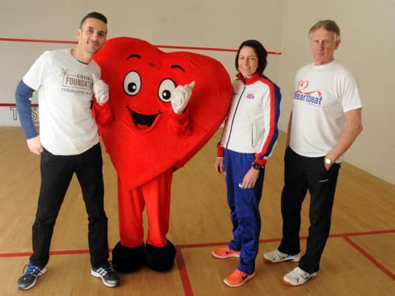 Phil Blair from event sponsors Costa Coffee, Heartbeat mascot, GB Olympic runner Helen Clitheroe and event organiser John Gibson, at last years one-mile charity fun run