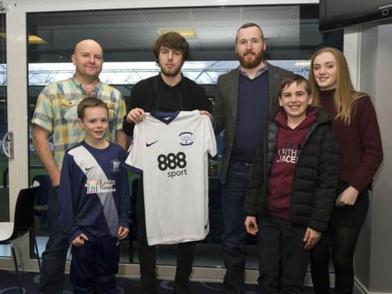 Shannon Murphy with family friends Alan Hayes, Callum Hayes, PNE player Ben Pearson, her dad Mark Murphy, and brother Leon Murphy as part of her Junior Miss Preston fund-raising