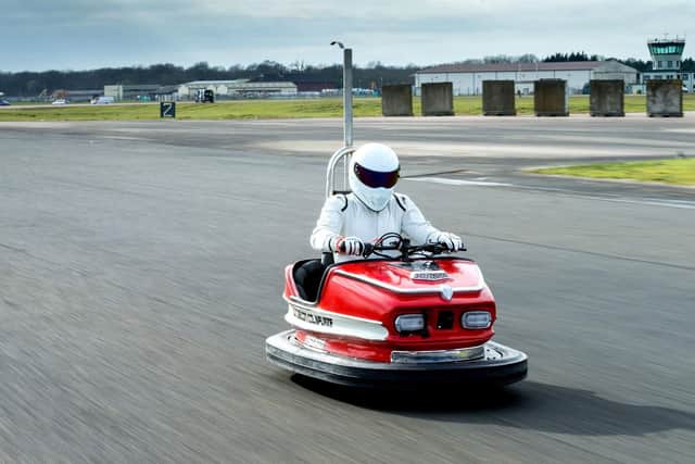 The Stig driving a restored vintage bumper car to speeds of over 100mph