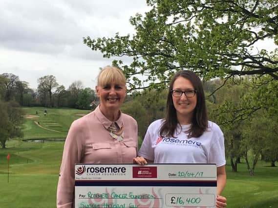 Bringing Rosemere Cancer Foundations work to the fore is Hilary Powell (left) with the Rosemere Charity Amy Hilton at Shaw Hill Golf Club