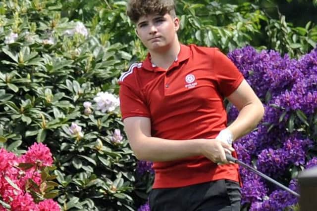 Dominic Clemons in action for England Under-16s at Preston Golf Club