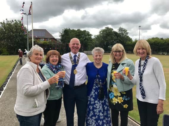 President's Annual Bowling Day at Longton VM Sports and Social Club. President Peter Ross and his wife Irene with club members