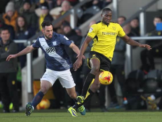 PNE's Greg Cunningham in action against Burton Albion last season - Albion are also sponsored by Tempobet
