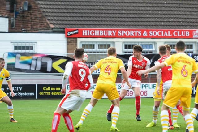 Davies heads home the only goal in Fleetwood's win over Milwall in April.