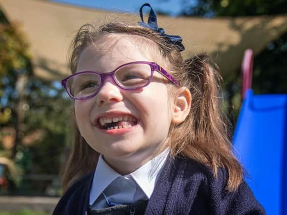 Evie Doherty, four, who is starting school with a new heart