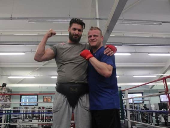 Preston boxer Paul Morris, left, training with Phil Herbert