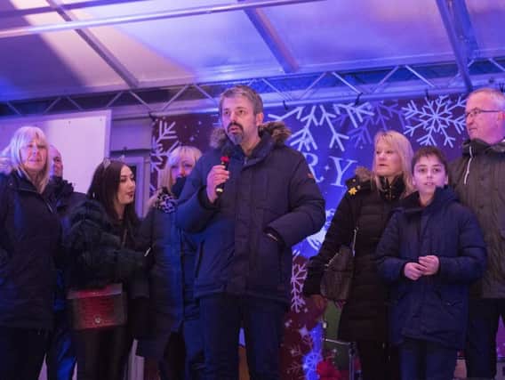 As Leyland lit up for Christmas, the father of bomb victim Saffie Roussos took to the stage to say an emotional thank you to the town for its support.