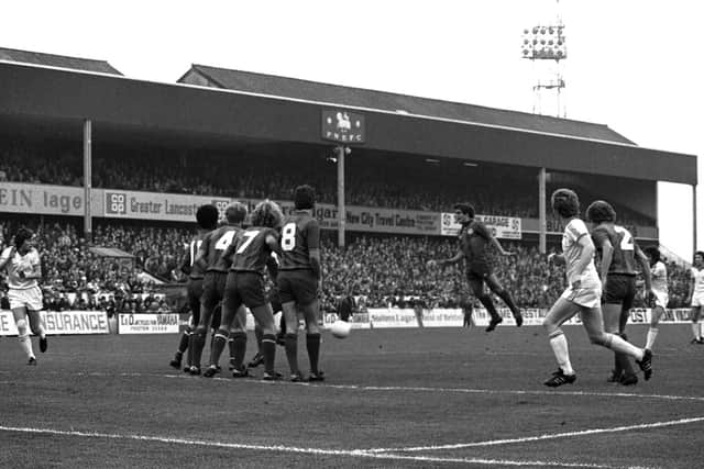 Sean Haslegrave scores from an indirect free-kick against Crystal Palace in 1978