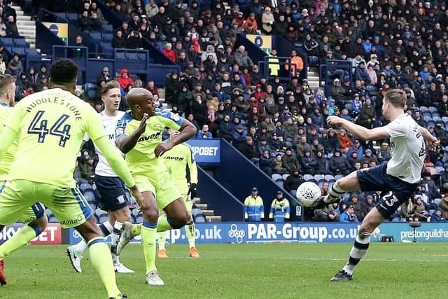Paul Huntington goes for goal as PNE slipped to back-to-back defeats.