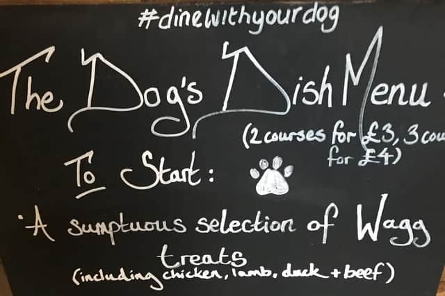 'The Dog's Dish Menu' at the Spread Eagle at Sawley