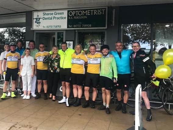 Staff at Sharoe Green Dental Practice were visted by the Five go Forth as part of their challenge to raise funds for three wonderful charities  Cancer Research, Bridge2Aid and BrushUpUK.