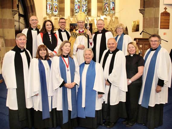 Four new Readers were commissioned in to The Church of England in Lancashire at a service in St Johns Church in Baxenden by Rt Rev. Philip North, the Bishop of Burnley.
Photos by Sara Cuff