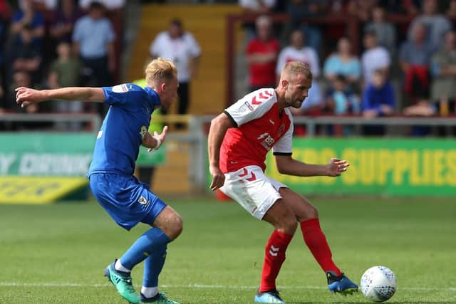 Spurr in action for AFC Wimbledon earlier in the season