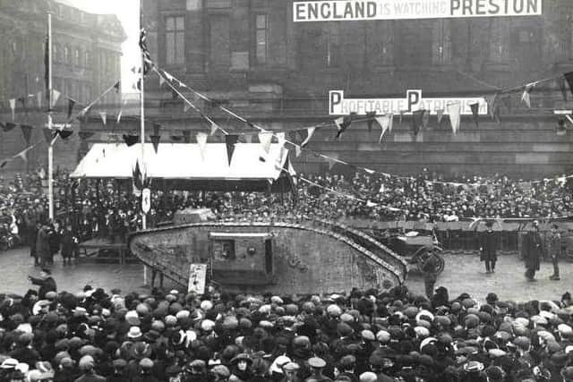 Egbert in Prestons Flag Market for Tank Week in January 1918