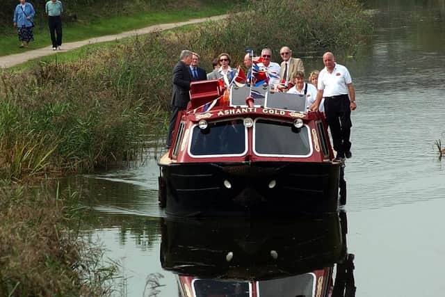 Dignitaries sail down the Ribble Link on its opening day