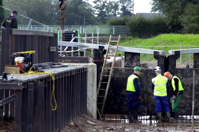 Construction work underway at the site of the first of eight locks