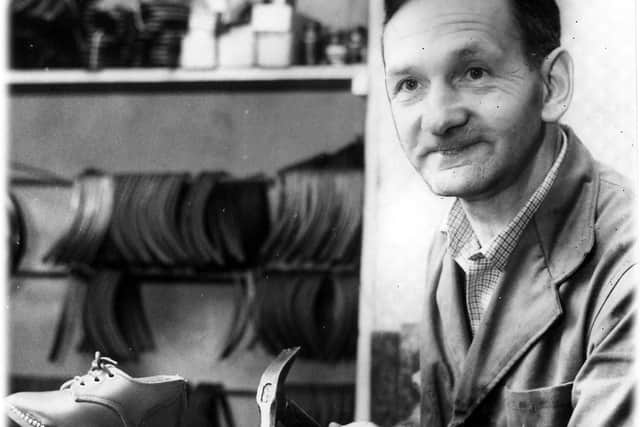 Coppull clog maker James Smith hard at work in 1969