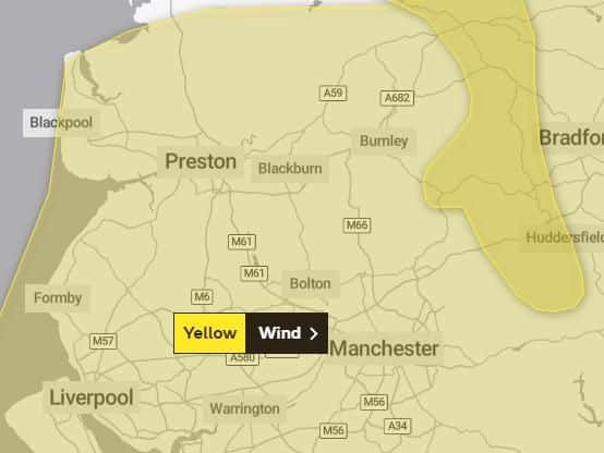 Met Office issue yellow weather warning forwind in Lancashire