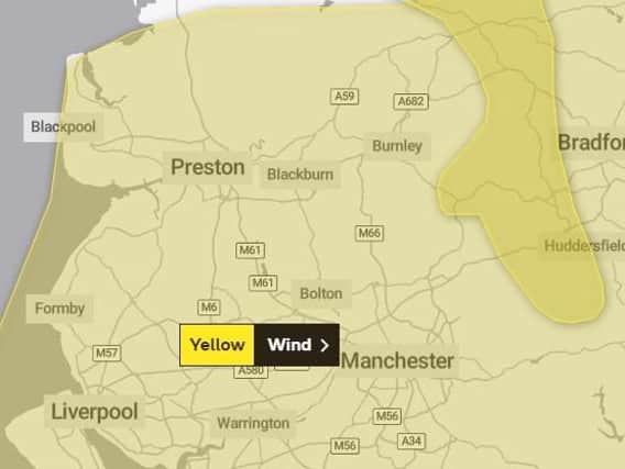 Met Office issue yellow weather warning forwind in Lancashire
