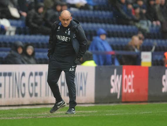 Preston manager Alex Neil watches the action intently in the win over Birmingham