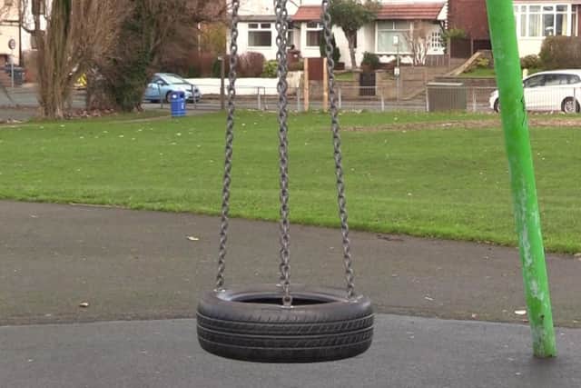 A lone tyre swing is the only piece of play equipment for young children on the Bent Lane site.