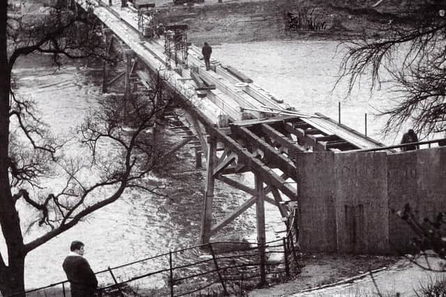 Tram Bridge, Avenham Park, Preston, being redecked in 1966