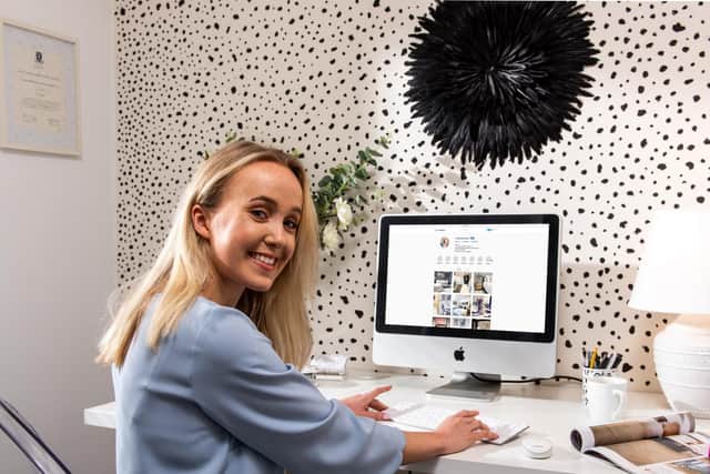 The dalmatian print design in the study was another of Katy's hand painted creations