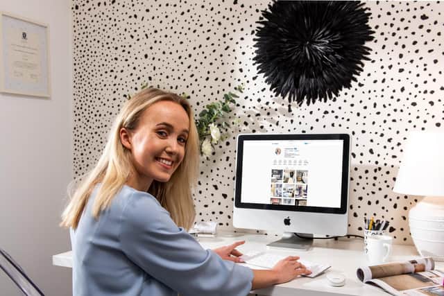 The dalmatian print design in the study was another of Katy's hand painted creations