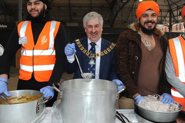 Trevor Hart in his role as Mayor of Preston with members of The Preston Sikh Siva Society