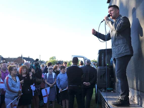 MEP north-west candidate Tommy Robinson brought his European Election campaign to Ashton Park, Preston last night (May 20)