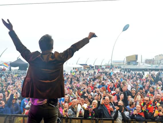 Chesney Hawkes entertaining the crowds at Blackpool Pride 2019