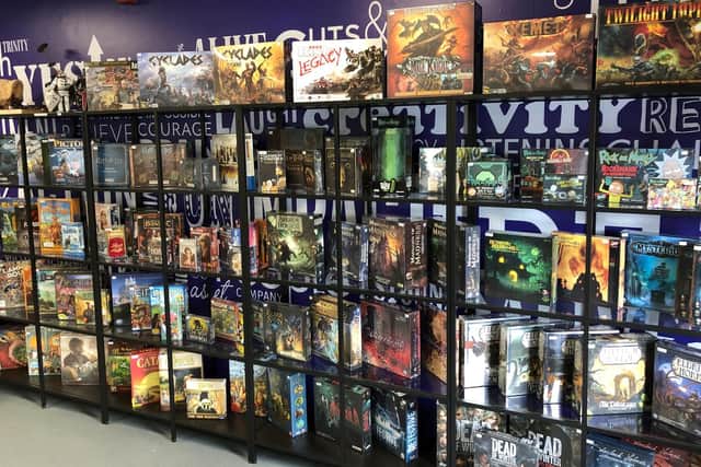 The store has a wide range of board games on offer.
