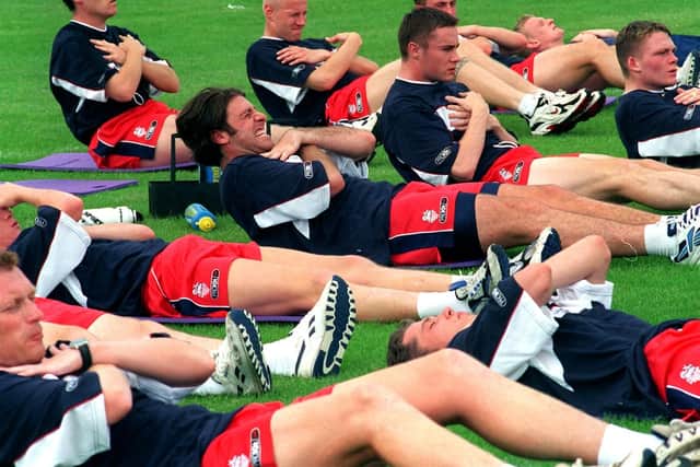PNE skipper Sean Gregan feels the pain in pre-season training in July 1999