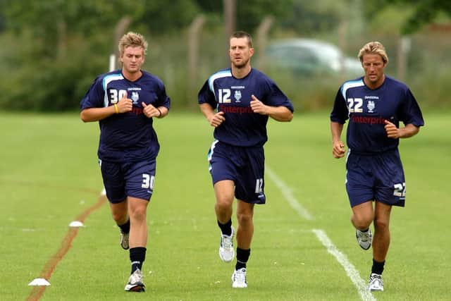 PNE goalkeepers Chris Neal, Gavin Ward and Carlo Nash are put through their paces in 2005