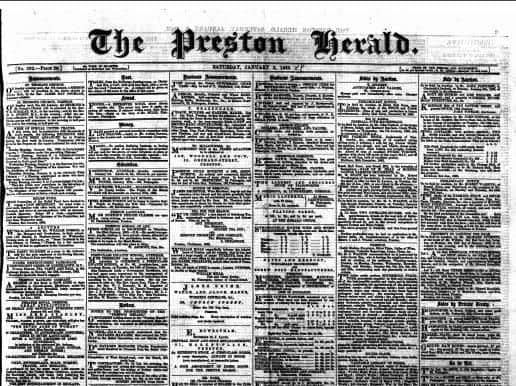 Front page of Preston Herald - Saturday, January 3, 1863