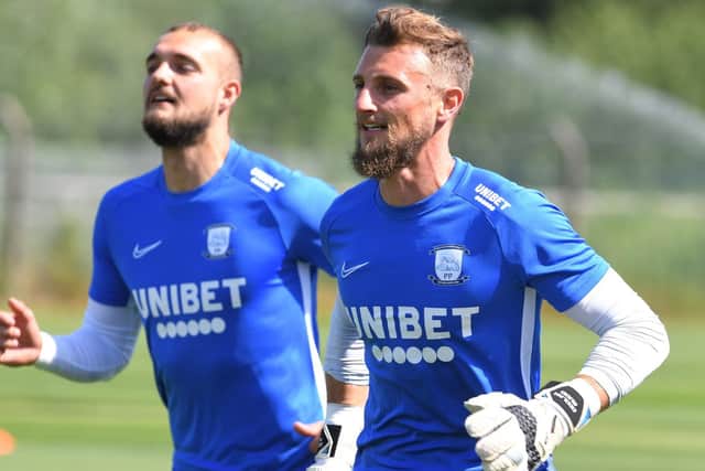 Preston goalkeepers Michael Crowe and Declan Rudd are put through their paces