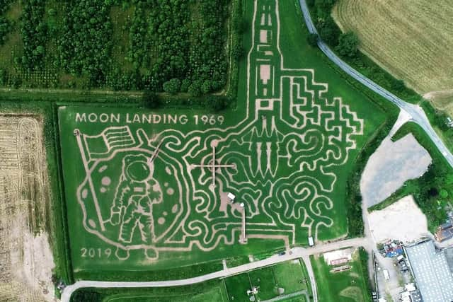 A giant maze in the shape of an astronaut