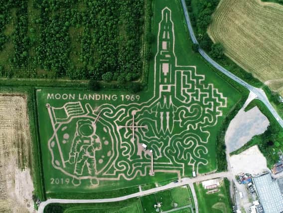 A giant maze in the shape of an astronaut