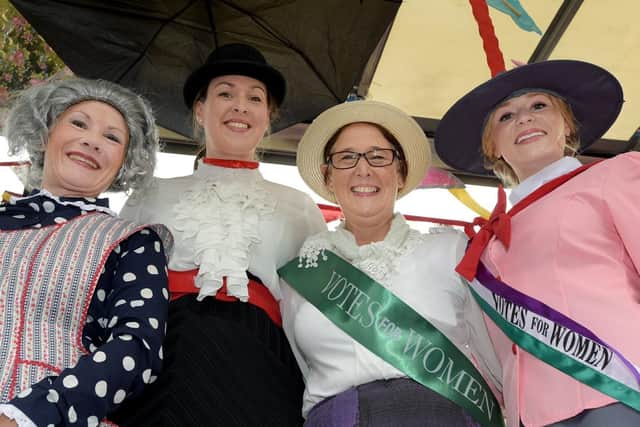 2nd Adlington St Pauls Guides as suffragettes Mary Poppins characters in Adlington Carnival