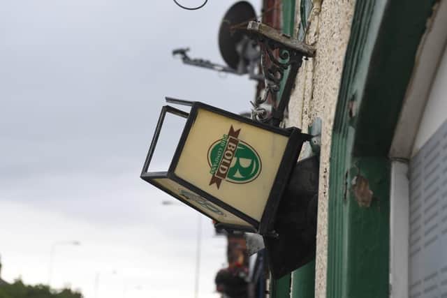 A light hanging off the pub